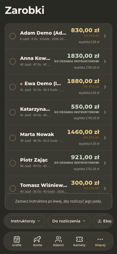 podgląd · Zarobki